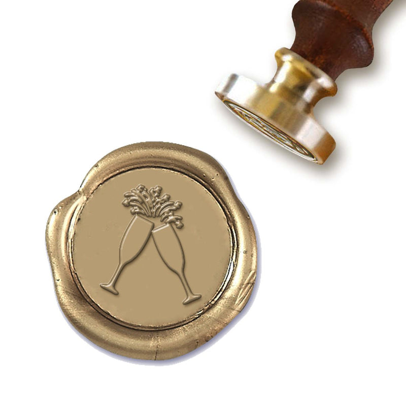 Champagne Glasses Wedding Wax Seal Stamp with choice of Handle #5075 - Nostalgic Impressions