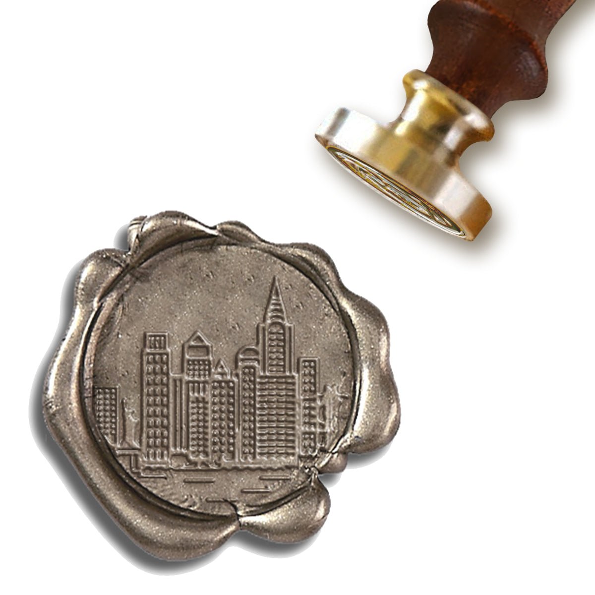 City Skyline Custom Wax Seal Stamp #R1060 with Rosewood Handle - Nostalgic Impressions