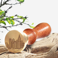 City Skyline Custom Wax Seal Stamp #R1060 with Rosewood Handle - Nostalgic Impressions