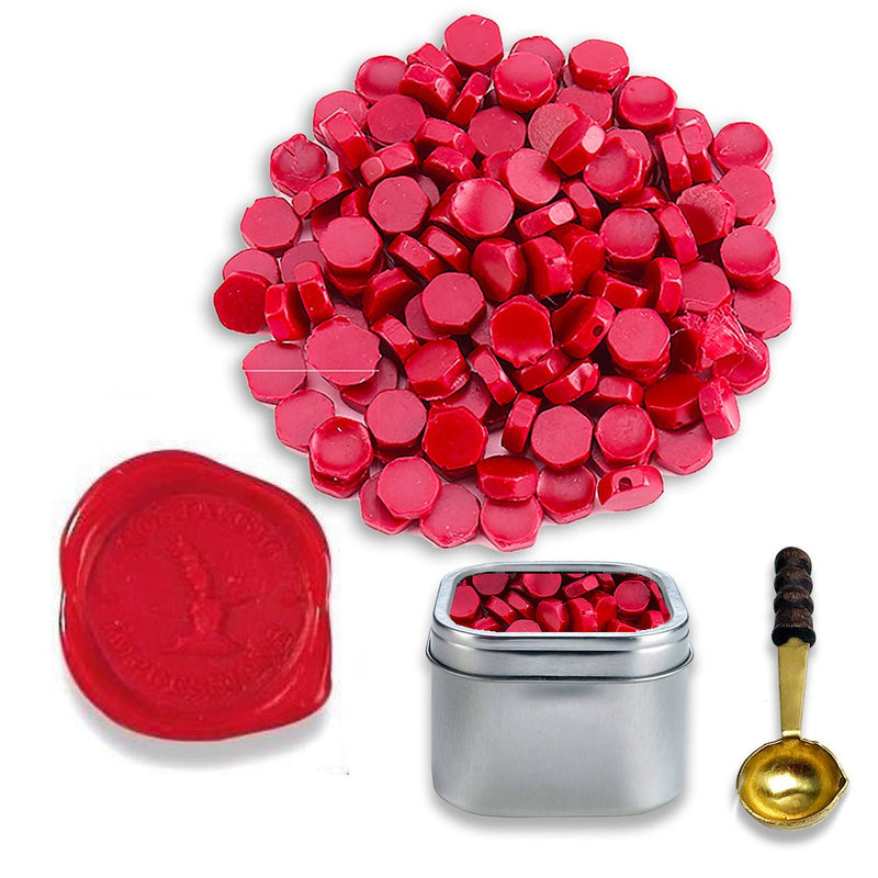 Premium Sealing Wax Beads by Color 2oz in Tin with spoon-multiple color choices - Nostalgic Impressions