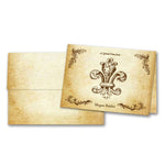 Fleur de Lis Aged Parchment Printed Note Card Set with Envelopes 8/8 - with Personalization Option - Nostalgic Impressions