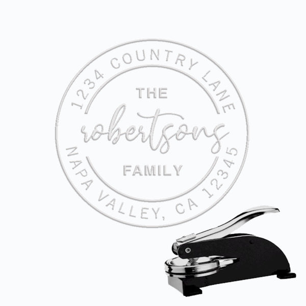 Round Address Paper Embosser with Name & Address #103-1.625" imprint - Nostalgic Impressions