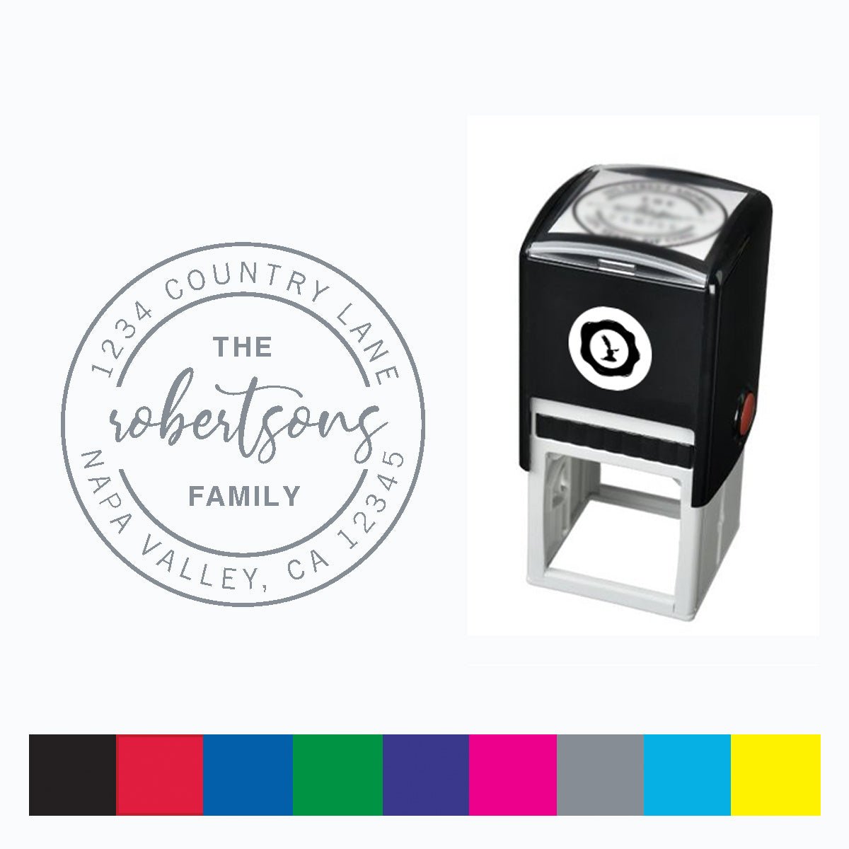 Address Self Inking Stamper with Black Ink cartridge Round 1 5/8" #103 - Nostalgic Impressions