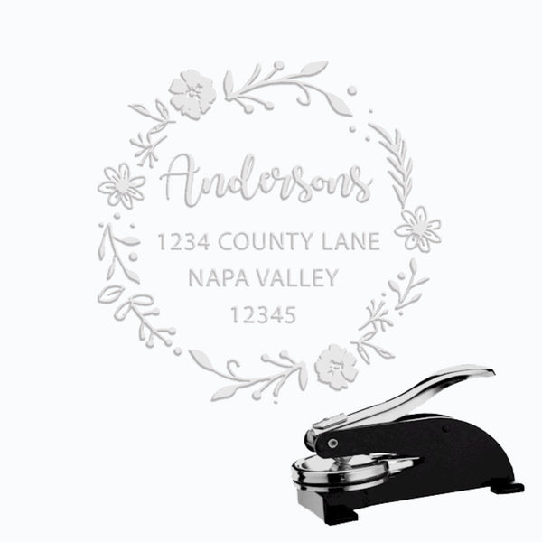 Round Address Paper Embosser with Name & Address #104-1.625" imprint - Nostalgic Impressions