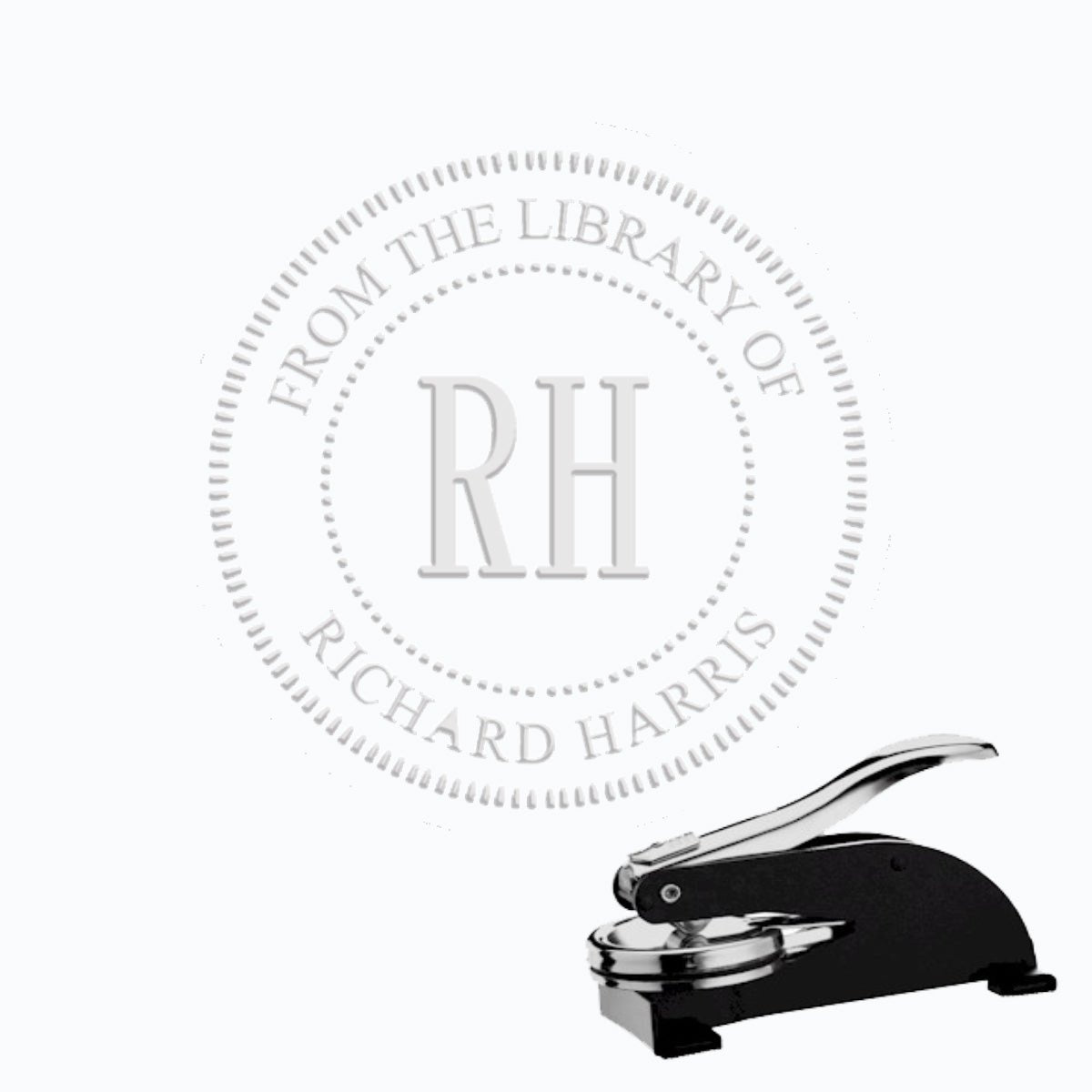 Library Round Address Paper Embosser with 2 letter Monogram #120 -1.625" imprint - Nostalgic Impressions