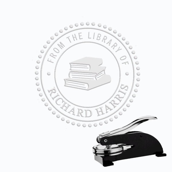 Library Round Address Paper Embosser #122 1.625" imprint - Nostalgic Impressions