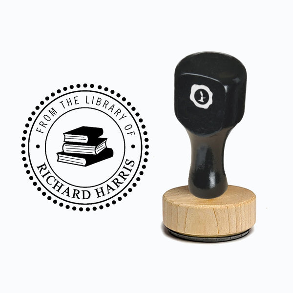 Library Vintage-style Rubber Stamp with Handle #122 - Round 1 7/8" - Nostalgic Impressions