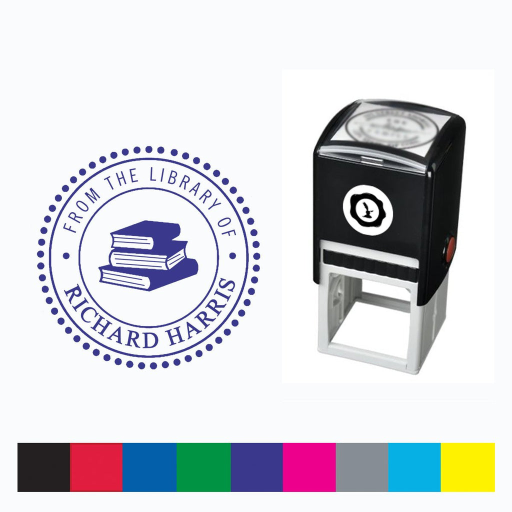 Library Self Inking Stamper with Black Ink cartridge Round 1 5/8" #122 - Nostalgic Impressions