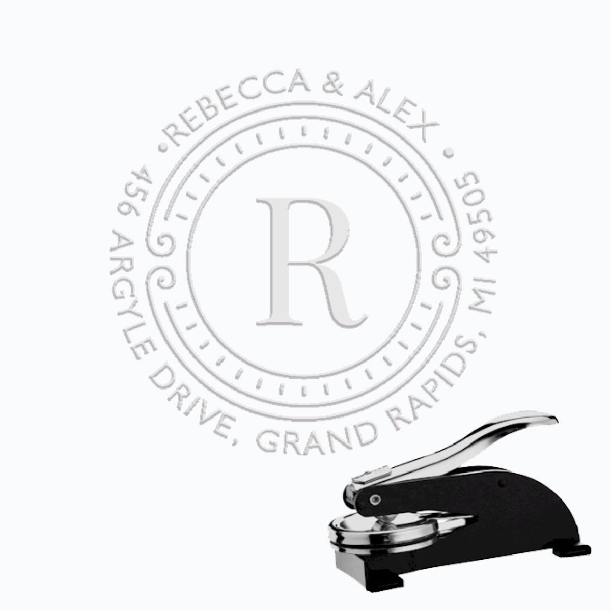 Round Address Paper Embosser with Name & Address #2072 -1.625