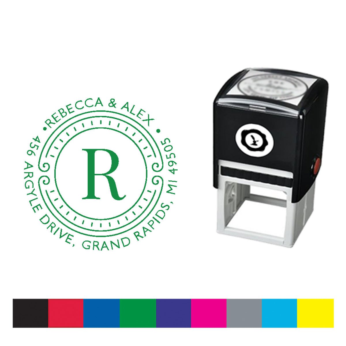 Address Self Inking Stamper with Black Ink cartridge Round 1 5/8" #2072 - Nostalgic Impressions