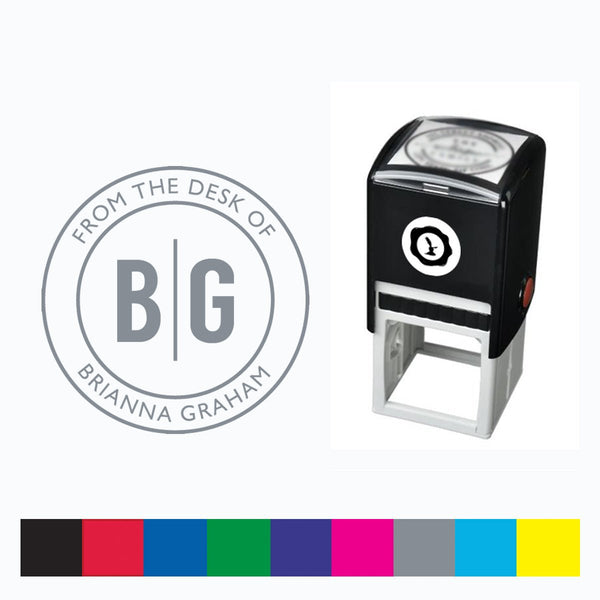 Desk Self Inking Stamper with Black Ink cartridge Round 1 5/8" #2074 - Nostalgic Impressions