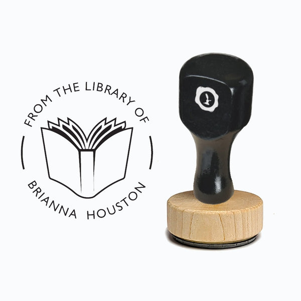 Library Vintage-style Rubber Stamp with Handle #2075 - Round 1 7/8" - Nostalgic Impressions