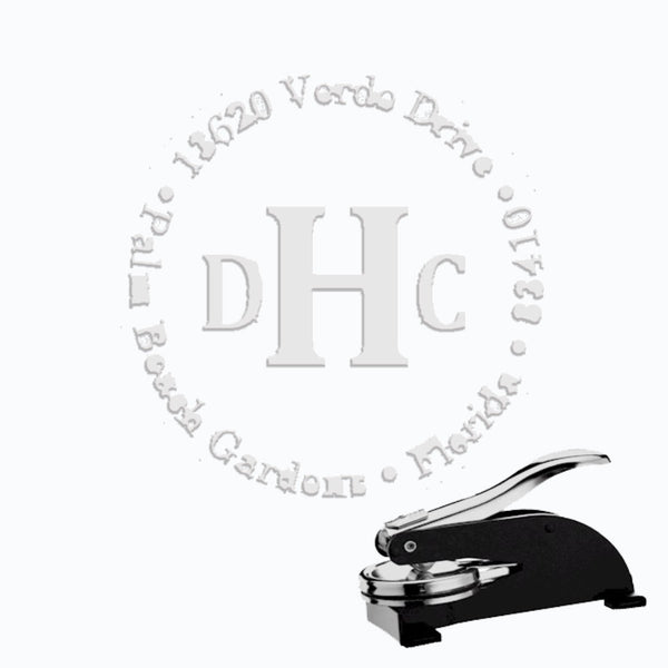 Round Address Paper Embosser with Name & Address #207 -1.625" imprint - Nostalgic Impressions