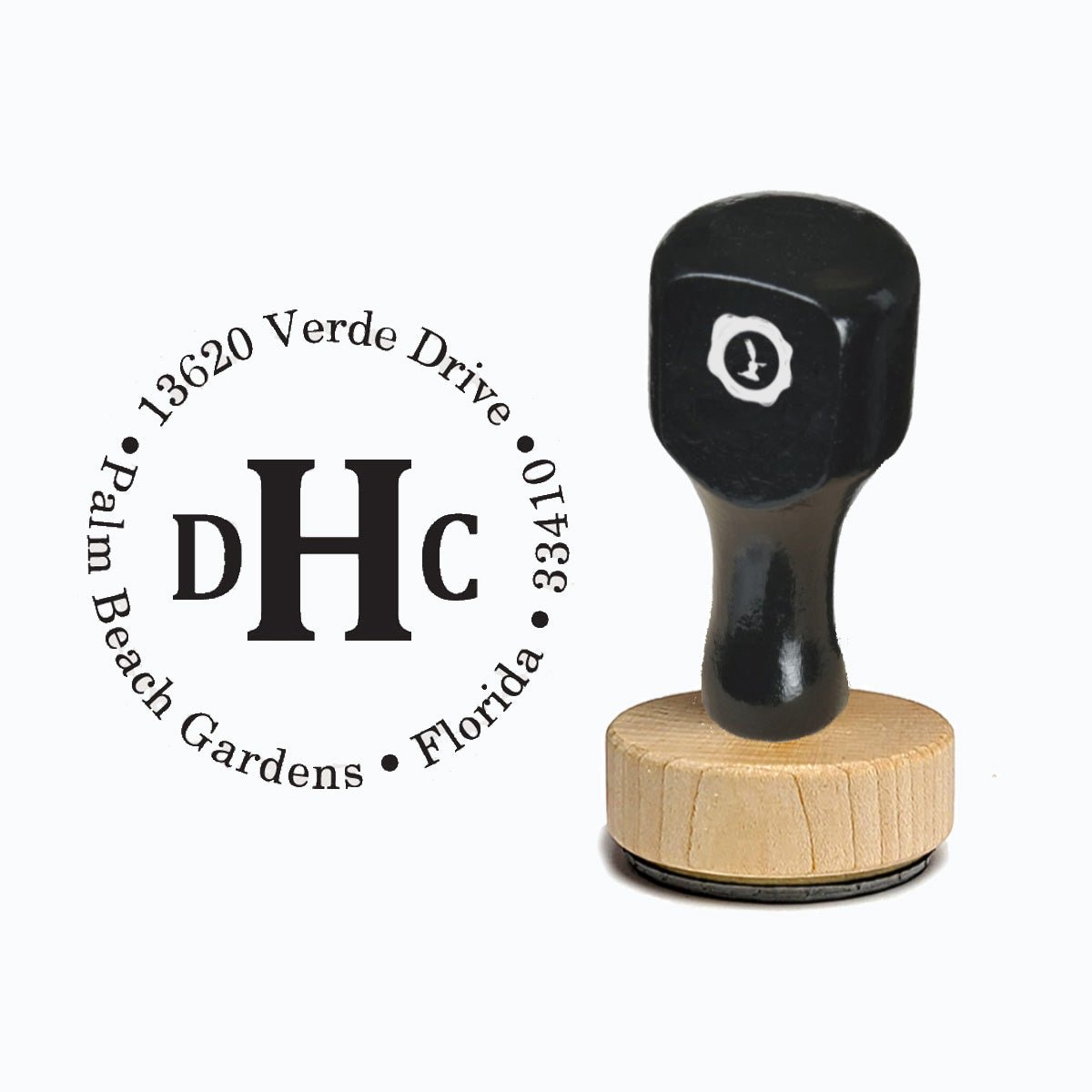 Address Vintage-style Rubber Stamp with Handle #207 -Round 1 7/8" - Nostalgic Impressions