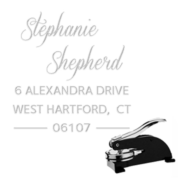 Square Paper Embosser with Name & Address #2081 -1.625" imprint - Nostalgic Impressions