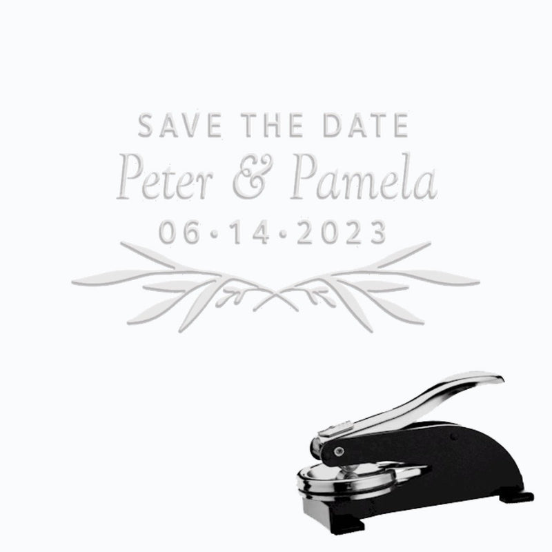 Wedding Paper Embosser with Name and Date #2102 -1.625" imprint - Nostalgic Impressions