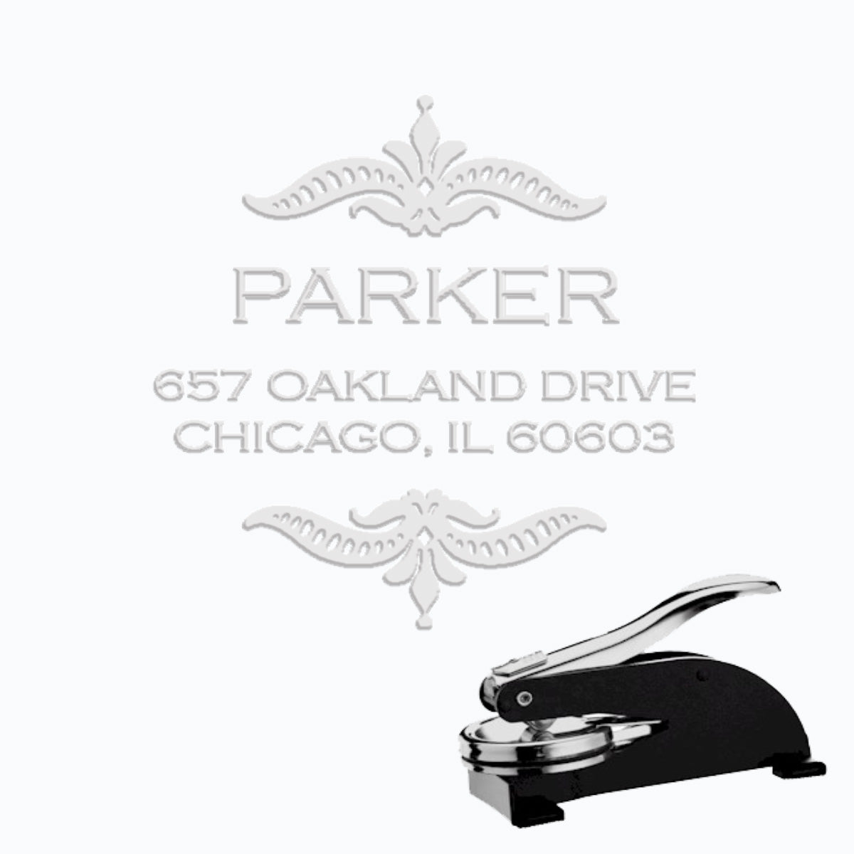 Round Address Paper Embosser with Name & Address #214 -1.625" imprint - Nostalgic Impressions
