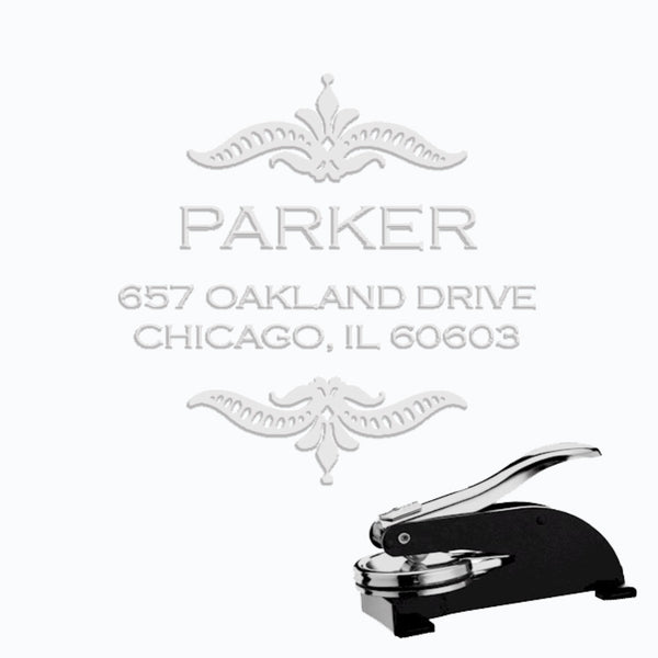 Round Address Paper Embosser with Name & Address #214 -1.625" imprint - Nostalgic Impressions