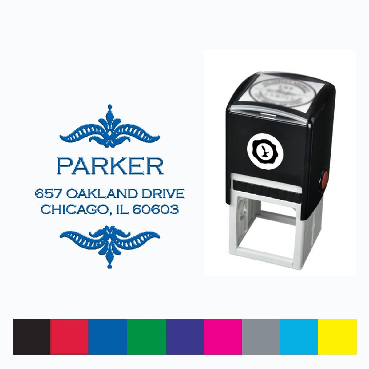 Address Self Inking Stamper with Black Ink cartridge Round 1 5/8" #214 - Nostalgic Impressions