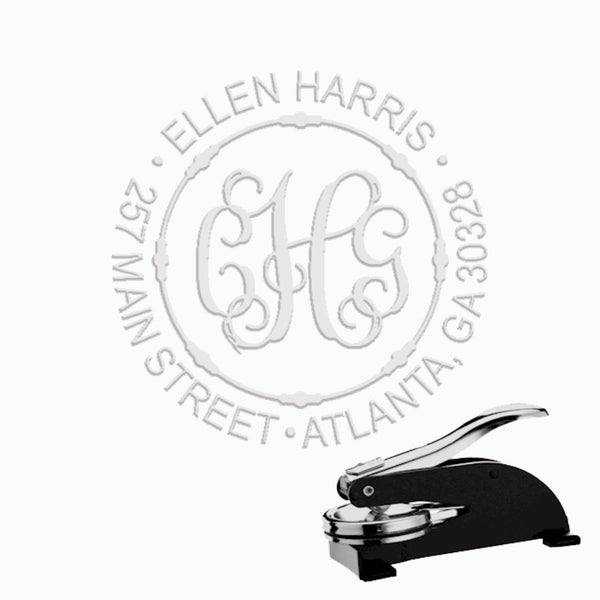 Round Address Paper Embosser with Name & Address #218-1.625" imprint - Nostalgic Impressions