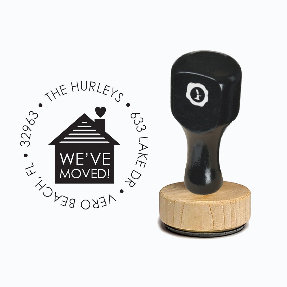 Address Vintage-style Rubber Stamp with Handle #238 - Round 1 7/8" - Nostalgic Impressions