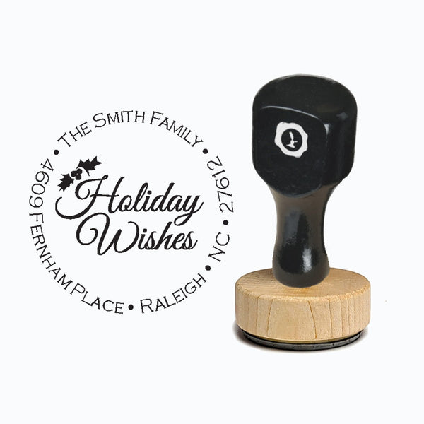 Christmas Vintage-style Rubber Stamp with Handle #423 - Round 1 7/8" - Nostalgic Impressions