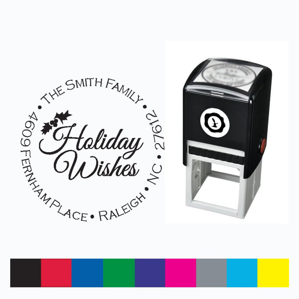 Christmas Address Self Inking Stamper with Black Ink cartridge Round 1 5/8" #423 - Nostalgic Impressions