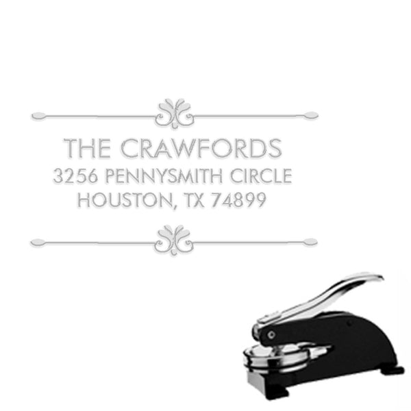 Rectangular Paper Embosser with Name & Address #456 -1.625" imprint - Nostalgic Impressions