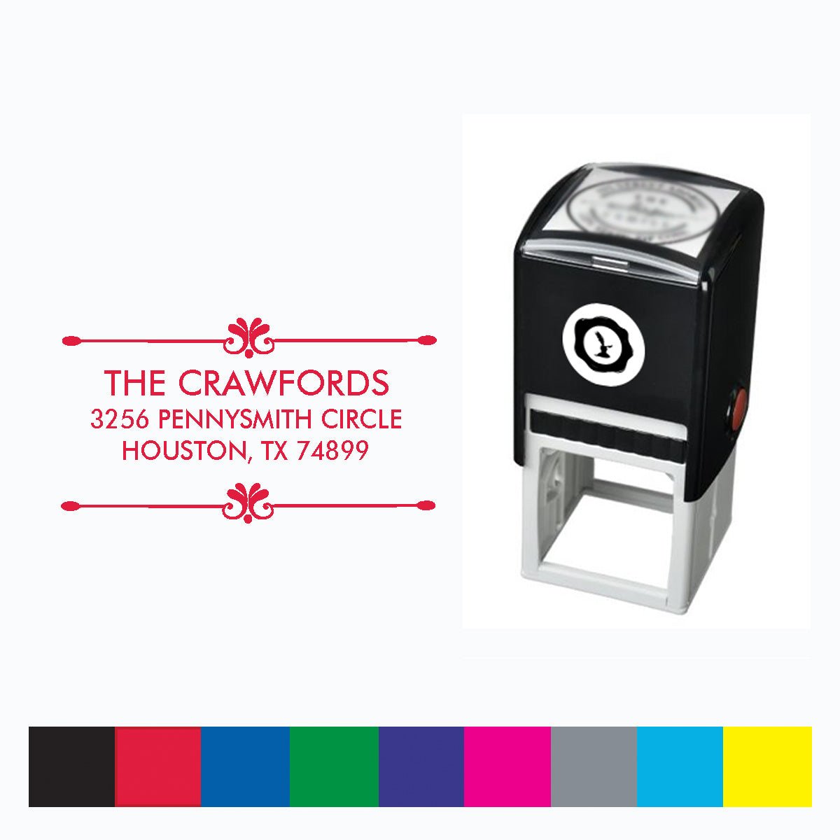 Address Self Inking Stamper with Black Ink cartridge 1" X 2.5" Rectangle #456 - Nostalgic Impressions