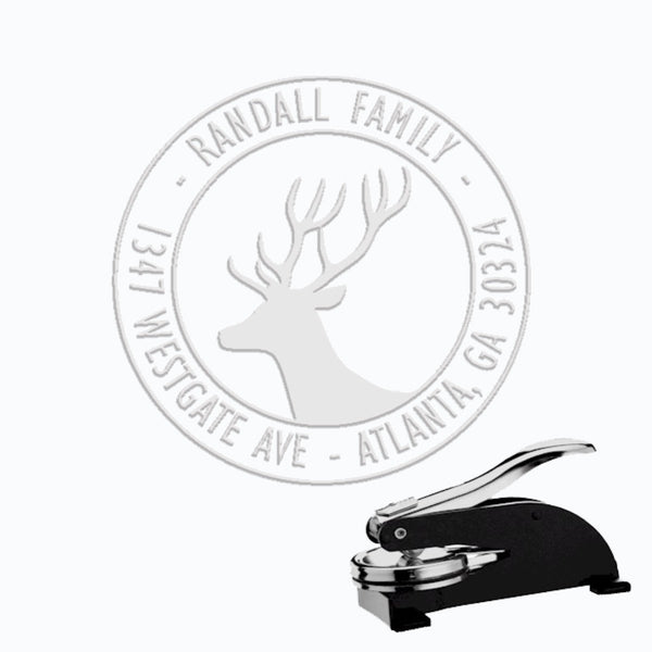Round Address Paper Embosser with Name & Address #859 -1.625" imprint - Nostalgic Impressions