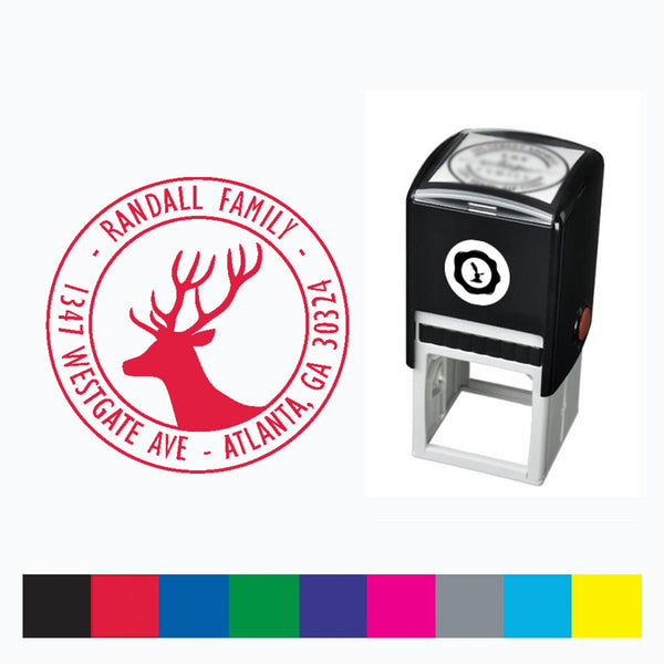 Christmas Address Self Inking Stamper with Black Ink cartridge Round 1 5/8" #859 - Nostalgic Impressions