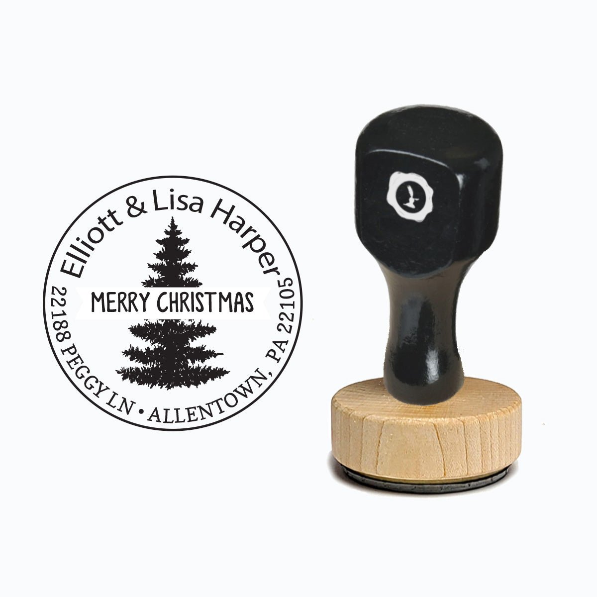 Christmas Vintage-style Rubber Stamp with Handle #884 - Round 1 7/8" - Nostalgic Impressions