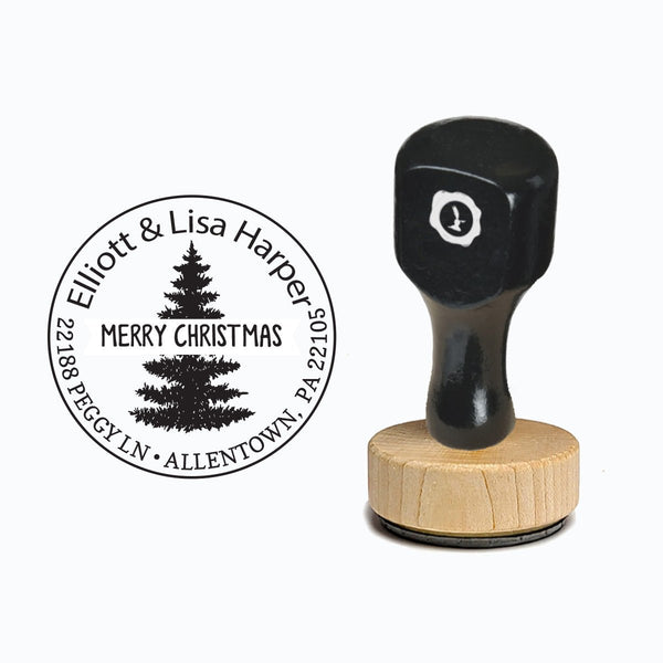 Christmas Vintage-style Rubber Stamp with Handle #884 - Round 1 7/8" - Nostalgic Impressions