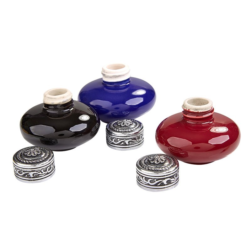 Ceramic Inkwells with Silver Metal Screwtop - Nostalgic Impressions