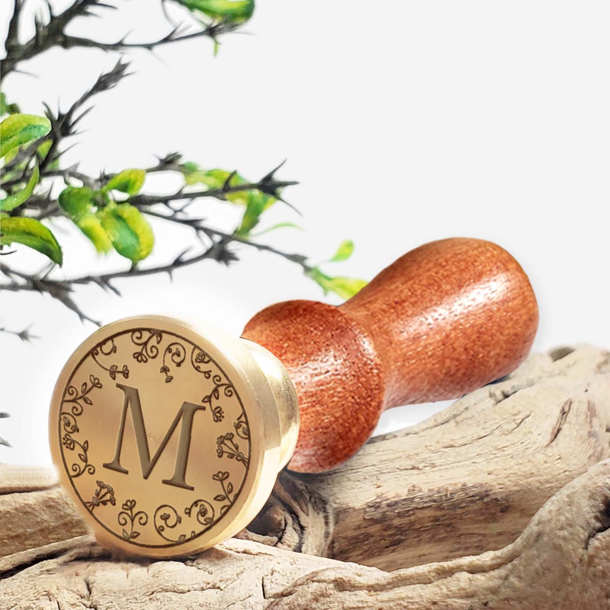 Whispers Single Initial Custom Wax Seal Stamp with Rosewood Wood Handle #1722 - Nostalgic Impressions