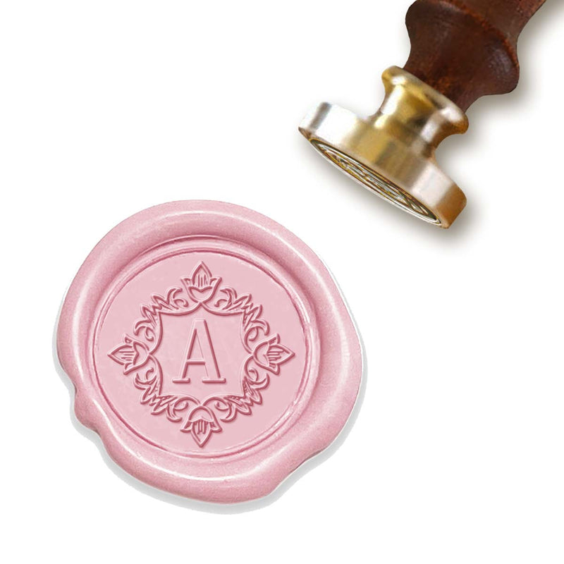 Camelia Initial Custom Wax Seal Stamp with Blush Pink Wood Handle #8006 - Nostalgic Impressions