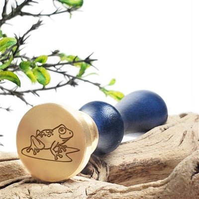 Frog 3 Wax Seal Stamp with Blue Wood Handle #3351 - Nostalgic Impressions