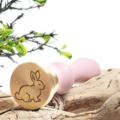 Rabbit 3 Wax Seal Stamp with Blush Pink Wood Handle #3354CD - Nostalgic Impressions