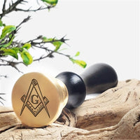 Masonic Wax Seal Stamp with Black Wood Handle #4442CD - Nostalgic Impressions