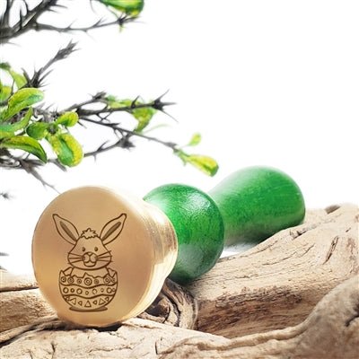 Easter Bunny/Egg Wax Seal Stamp with Green Wood Handle #4700CD - Nostalgic Impressions