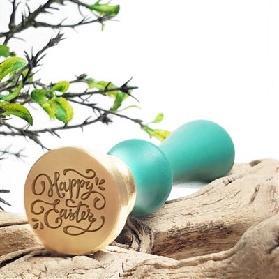 Happy Easter Wax Seal Stamp with Turquoise Wood Handle #4705CD - Nostalgic Impressions