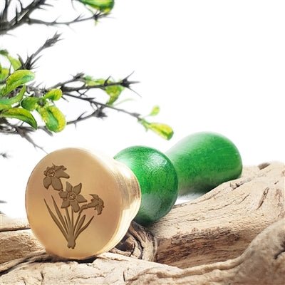 Daffodils Wax Seal Stamp with Turquoise Wood Handle #4706CD - Nostalgic Impressions