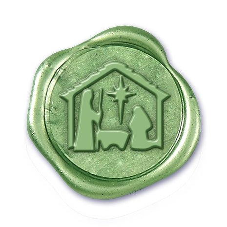 Nativity Wax Seal Stamp with Burgundy Wood Handle #5500CD - Nostalgic Impressions