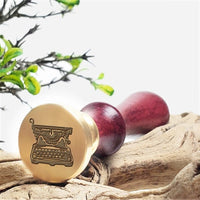 Vintage Typewriter Wax Seal Stamp with Burgundy Wood Handle #5766 - Nostalgic Impressions