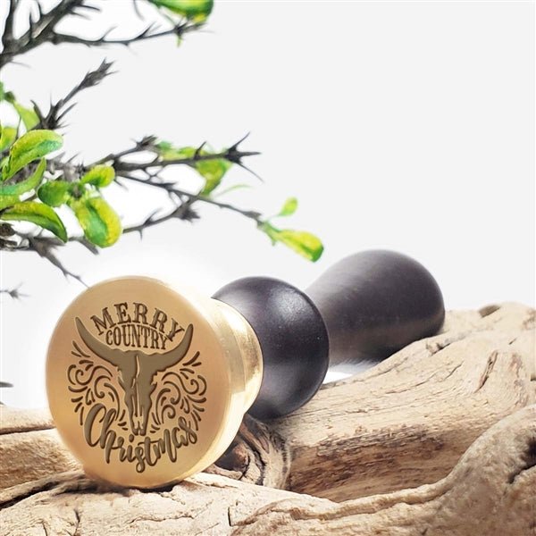Country Christmas Wax Seal Stamp with Black Wood Handle #6506CD - Nostalgic Impressions