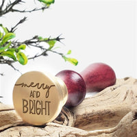 Merry & Bright Wax Seal Stamp with Burgundy Wood Handle #6508CD - Nostalgic Impressions
