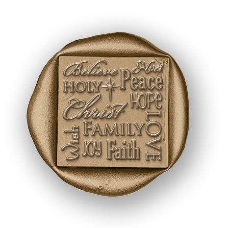 Holiday Spirit Wax Seal Stamp with Burgundy Wood Handle #6509CD-1 1/8" Square Die - Nostalgic Impressions