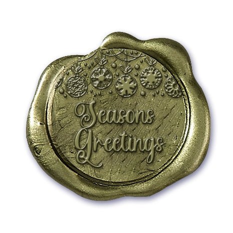 Customizable Seasons Greeting Christmas Ornaments Wax Seal Stamp with Black Wood Handle - 1" Die - Nostalgic Impressions