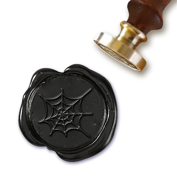 Halloween Spider Web Wax Seal Stamp with Brown wood Handle-#8677CD - Nostalgic Impressions