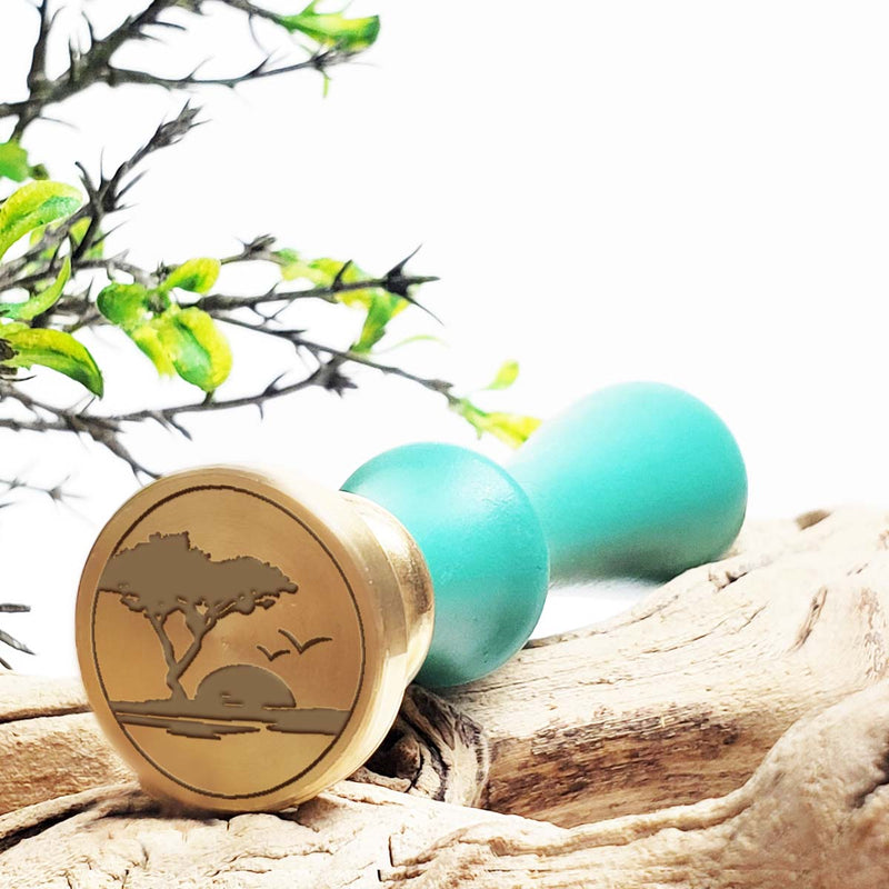 Lake Scene Wedding Wax Seal Stamp with Turquoise Handle #9901 - Nostalgic Impressions